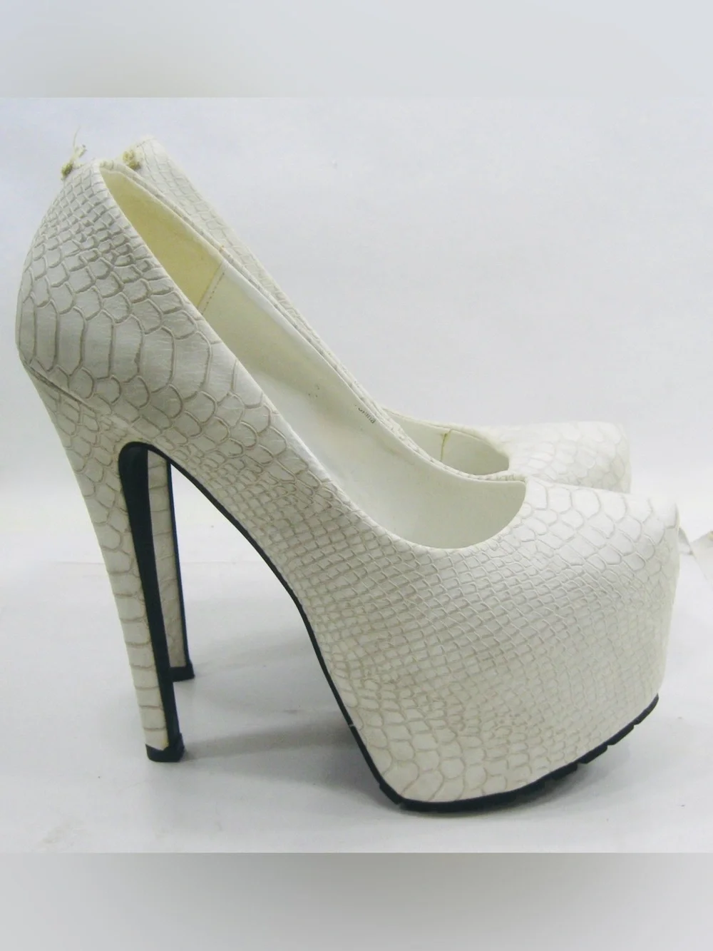 Call It Spring White Snake-Embossed Platform Pumps - Women